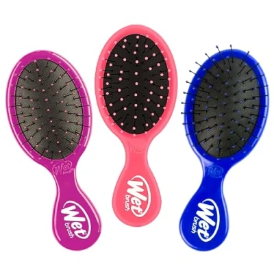 Obrázek Wet Brush Multi Pack Squirt Detangler Haarbürste mit weichen IntelliFlex Borsten, perfekte für Männer, Frauen und Kinder, Mini Reise Entwirrer, 3 Stück (Rosa, Lila, Blau)