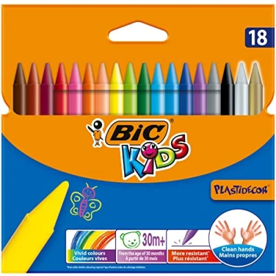 Obrázek Bic Plastidecor barevné voskovky, klasické, 18 kusů (balení 1 ks)