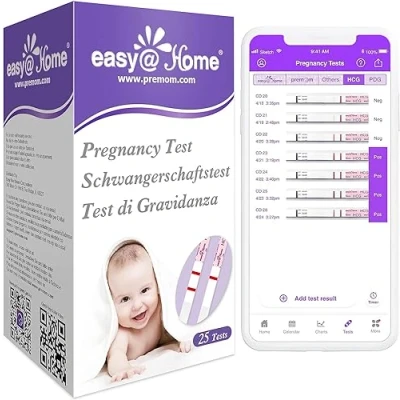 Obrázek Easy@Home 25x těhotenský test raný 10 mIU/ml, citlivý časný SST s přesnými a spolehlivými výsledky (25 HCG test)