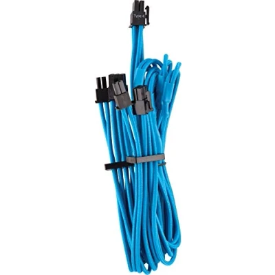 Obrázek Corsair Premium Sleeved síťový zdroj 6+2 pin Polig PCIe Dual Kabel Typ4 (generace 4 série) modrý