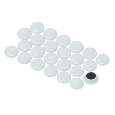 Obrázek First4magnets Velký bílý design / plánovací magnet (průměr 40 mm x výška 8 mm) (1 balení po 12), kov, stříbrný, 25 10 3 cm
