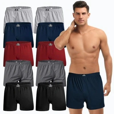 Obrázek SGS Měkké volné pánské boxerky 10 kusů nebo 6 ks ze 100% bavlny komfortní prodyšné spodky, 1mix 10. bez zásahu, XL