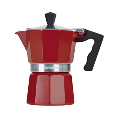 Obrázek Barazzoni die farbige Espressokocher 1 Tasse, Aluminium, Rot, 6.6 x 12.4 13.1 cm