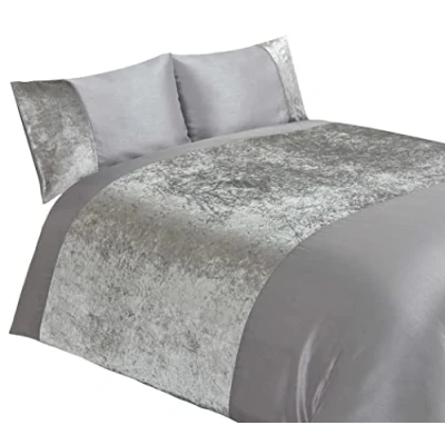 Obrázek Rapport Home Luxuriöses Bettwäscheset aus Pannesamt für Doppelbett, silberfarben