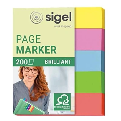 Obrázek SIGEL HN625 lepicí popisovač mini z papíru, 5 barev, 200 proužků ve formátu 12 x 50 mm