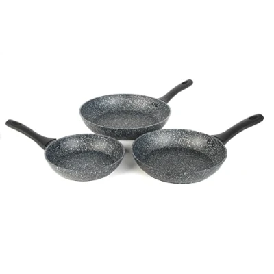 Obrázek Salter BW06235S Megastone Bratpfannen Set, 3 teiliges Antihaft pfanneset, 20, 24 &amp; 28cm pfanne, Induktionsherd Spülmaschinenfest, 100% PFOA frei, Soft Touch Griffe, Silber