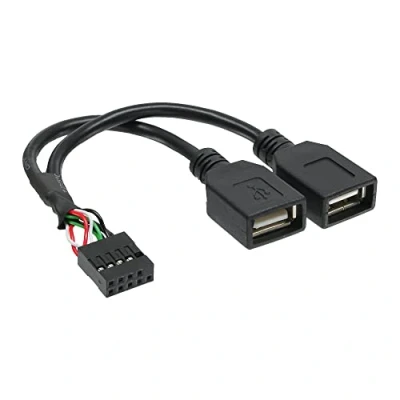 Obrázek InLine 33440M USB 2. 0 adaptérový kabel, 2x zdířka A na připojení sloupku, 1 kus