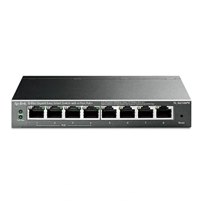 Obrázek TP LINK TL SG108PE 8 port GIGABIT Snadný inteligentní spínač s 4 POE + porty (64W, stíněné RJ 45 porty, IEEE 802.3af / at, jednoduchá konfigurace, bezdrátová) černá