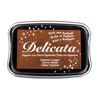 Obrázek Rayher 29187638 Delicata Metallic razítkovací polštář, lesklý, 9,9 x 6,8 1,9 cm, pigmentový barva razítka, tsukineko, měď