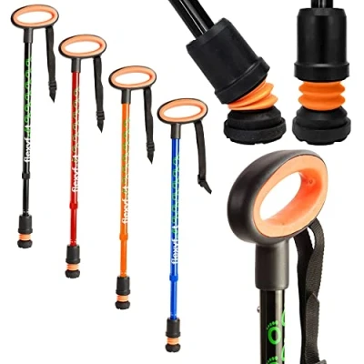 Obrázek Flexyfoot Shock Absorbing Oval Handle Walking Stick Black Improves Safety, Grip, Reduces Shocks &amp; Jarring