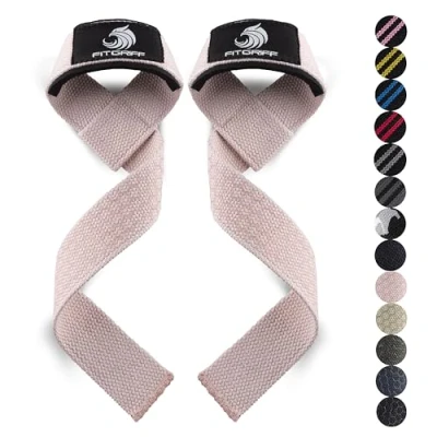 Obrázek Fitgriff® Stahovací pomůcky (polstrované) pro silový trénink, kulturistiku, fitness mrtvý tah popruhy lifting pásy ženy a muže (růžové, silikonové, XS)