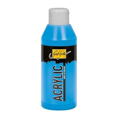 Obrázek KREUL 84232 Solo Goya akrylová světle modrá, 250ml láhev, krémová, mnohostranně použitelná barva ve studijní kvalitě, na vodní bázi, rychle a matně schnoucí, dobře krycí, vodotěsná