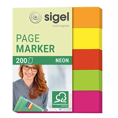 Obrázek SIGEL HN655 mini lepicí popisovač neonový z papíru, 5 barev, 200 proužků ve formátu 12 x 50 mm