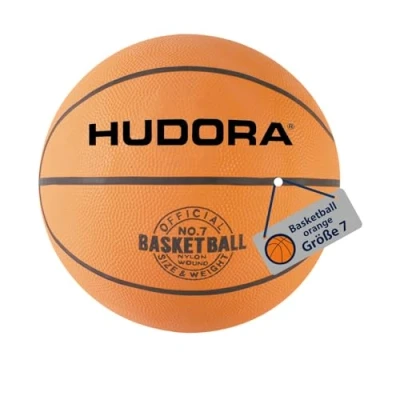 Obrázek HUDORA Velikost basketbalu 7 oranžový, nenafouknutý gumový basketbal pro vnitřní i venkovní použití děti, mládež a dospělé drsný z přírodního kaučuku začátečníky pokročilé