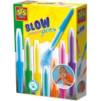 Obrázek SES Creative 00275 Sada dětských per Airbrush tužky, technika foukání pro kreativní malbu, bezpečnost a zábavu
