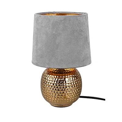 Obrázek Reality světla stolní lampa Sophia R50821011, keramika zlatavá, sametový deštník šedý nebo zlatý, bez 1x E14, 16 cm