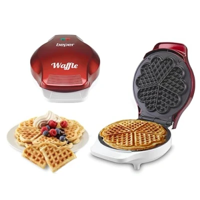 Obrázek Beper 90.602 vaflovač na vafle, 5 vafle současně, nepřilnavý talíř 18 cm, 800 100 W / bílý plast