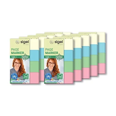Obrázek SIGEL HN604/10 lepicí popisovač z recyklovaného papíru, 10 kusů á 160 proužků ve formátu 20 x 50 mm, žlutá, modrá, zelená