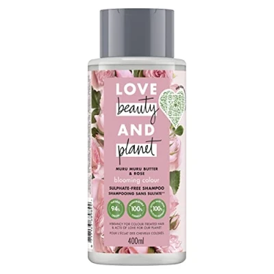 Obrázek Love Beauty And Planet Veganes Damen Shampoo, Muru Butter und Rose, Formel für gefärbtes Haar, zertifiziert vegan, 400 ml