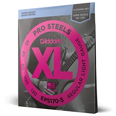 Obrázek D&#039;Addario struny na kytaru E Bass basové kytary Guitar Strings EPS170 5 strunová sada pro 5struny 0,11 cm 0,33 (045 130 palců)