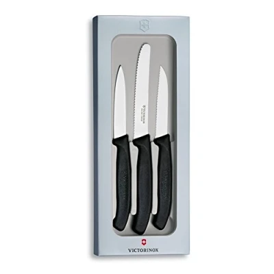 Obrázek Victorinox, Swiss Classic, Profi sada nožů na zeleninu, 3dílná, rovný brus, robustní plastová rukojeť, černá