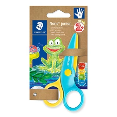 Obrázek STAEDTLER Bezpečnostní nůžky Noris junior, pro malé děti, zaoblené rohy, délka 10 cm, model praváky, vlasy a látku nelze stříhat, 965 40 BK