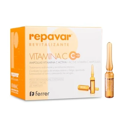 Obrázek Repavar Revitalizante Vitamina C Activa para el Cuidado Facial Previene Envejecimiento Tratamiento Reafirmante y Intensivo 20 Ampollas de 1 ml