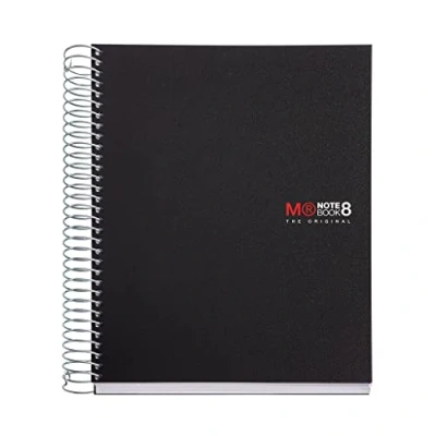 Obrázek Miquelrius Zápisníky A5 The Original Notebook, 8 barevných pruhů, neprůhledná polypropylenová vazba, formát (148 x 210 mm), děrování s 2 otvory, 200 listů 70 g/m², rastr 5 mm, černý
