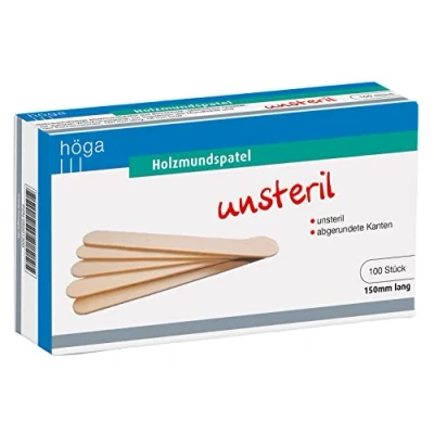 Obrázek Dřevo ústa špachtle, 150 mm dlouhá, nesterilní, 100 ks v balení, 3dílné balení