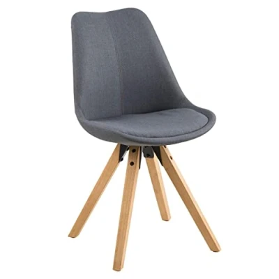 Obrázek AC Design Furniture Nadia jídelní židle sada 2 ks, šedé kuchyňské židle, polstrované sedadlo z ploché tkaniny a dřevěných nohou, tmavě šedá/přírodní, nábytek ve skandinávském stylu, š: 48,5 x