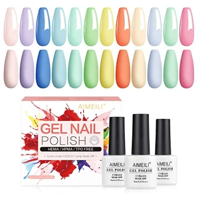 Obrázek AIMEILI gel lak na nehty UV LED gelový barvy sada 12 ks 8 ml Soak Off barevný 9
