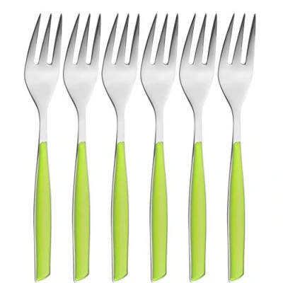 Obrázek BUGATTI, Glamour, sada se 6 dezertními vidličkami z ušlechtilé oceli 18/10 a rukojetí APPLE GREEN, zabalená v dárkové krabičce, vhodné do myčky