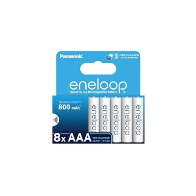 Obrázek eneloop, AAA/Micro NI MH baterie, balení 8 ks, kapacita s min. 800 mAh, Ready to Use akumulátory, dobíjení až 2000krát, bez plastů, standardní, bílá