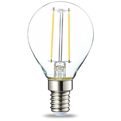 Obrázek Amazon Basics LED světelný zdroj ve tvaru kapky, P45, malý šroubovací závit Edison (E14), 2 W (odpovídá 25 wattové žárovce), čiré vlákno, nestmívatelné, 6 kusů, teplá bílá