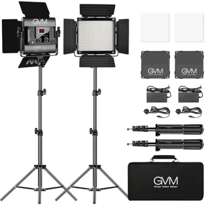 Obrázek GVM 480 LED video světlo se stativem, ovládání pomocí aplikace, studiové světlo, 13000 lux/0,5 m, dvoubarevná teplota, 2300 K 6800 K, fotografie, trvalé pro nahrávání,
