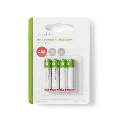Obrázek NEDIS Dobíjecí NI MH baterie AAA 1,20 V 700 mAh přednabitý Blister 4 kusy, BANM7HR034B