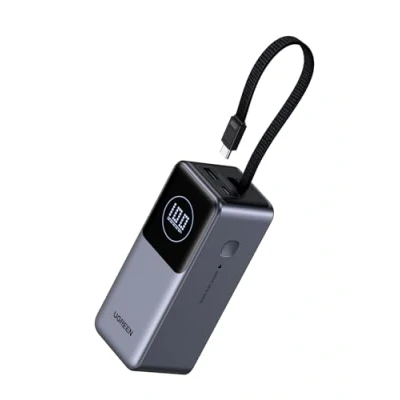 Obrázek UGREEN Powerbanka Nexode 20 000 mAh, 130 W, super rychlé nabíjení, PD 3.0 integrovaný USB C kabel, 1 a port, port kompatibilní se sérií iPhone 16/15, Galaxy S25, MacBook, notebook Dell