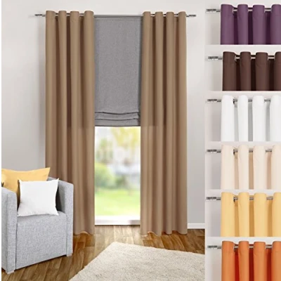 Obrázek heimtexland ® závěs s oky v nugátu, jednobarevný, neprůhledný, ale průsvitný, x š 245 140 cm dekorační z mikrovlákna nádherně lehkým pádem záclona světle hnědá typ 117