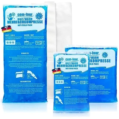 Obrázek com four® 3x vícenásobný komprese ve 3 různých velikostech s flísovým obalem, teplé a studené obklady úsporné balení chladicích polštářků, balíčků vhodné do mikrovlnné trouby Made in