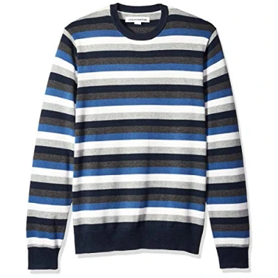 Obrázek Amazon Essentials Herren Langärmliger Pullover Mit Rundhalsausschnitt, 100% Baumwolle, Erhältlich In Groß Und Schwer, Mehrfarbig Streifen, XS