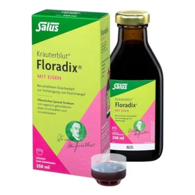 Obrázek Salus Bylinná krev Floradix se železem 1 x 250 ml Speciální rostlinné tonikum s organicky vázaným železem, ovocnými šťávami a léčivými bylinkami pro plné zásoby železa místo nedostatku