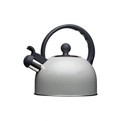 Obrázek Indukčně vhodná pískající konvice řady Living Nostalgia od společnosti KitchenCraft, 1,3 l, rychlovarná v antické krémové barvě, kov, šedá, 18 x 21,5 21 cm