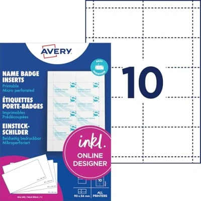 Obrázek Avery L4727 20 Badge vkládací štítky 54 x 90 mm