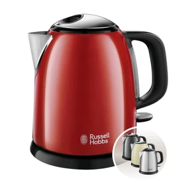 Obrázek Russell Hobbs Rychlovarná konvice malá [1,0 l] Colours+ ušlechtilá ocel červená (2400 W, funkce rychlého vaření, vyjímatelný filtr vodního kamene, venkovní ukazatel hladiny vody, cestovní