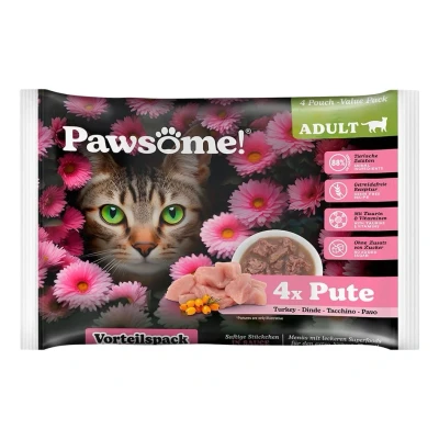Obrázek Kapsička PAWSOME Cat s krůtím masem 4x85g (multipack)