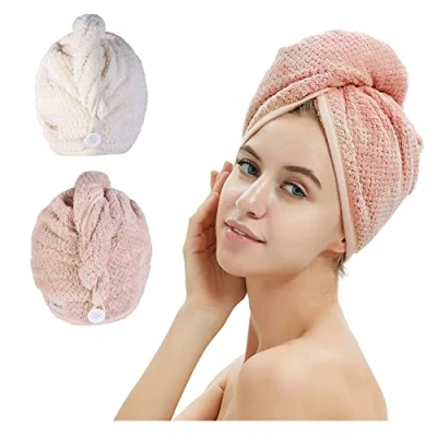 Obrázek M bestl ručník na vlasy Turban, vysoušení vlasů s knoflíky, z mikrovlákna, balení 2 ks