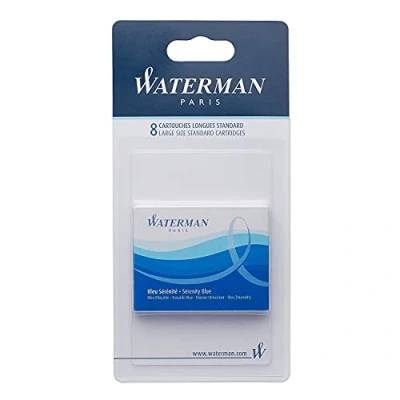 Obrázek Waterman Plnicí inkoustové náplně extra dlouhé Serenity Blue 8 kusů blistrové balení