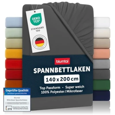 Obrázek Blumtal® napínací prostěradlo 140 x 200 cm z mikrovlákna / s certifikací Öko Tex plátno antracit