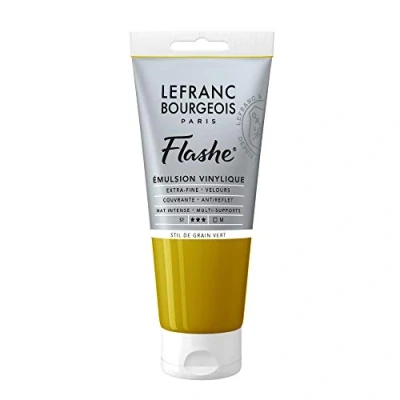 Obrázek Lefranc Bourgeois 300629 Flashe akrylová barva &amp; vinylová barva, vysoce pigmentovaná, elastická, stálá na světle, odolná proti stárnutí, matná, pro vnitřní i venkovní použití, 80 ml tuba strukturovaná zelená