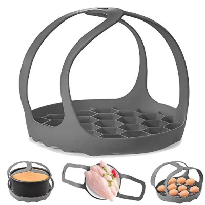 Obrázek Schnellkochtopfschleife aus Silikon, für 6 Qt / 8 Instant Topf Ninja Foodi und Multifunktionskessel, Verbrühschutz Backgeschirrheber, Dampfgarer, BPA freier Silikon Eier Dampfgarer (Grau)